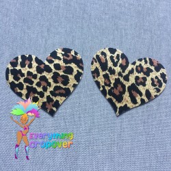 Leopard print heart nipple covers